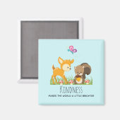 Aimant La gentillesse avec de mignons créatures de bois (Recto/Verso)