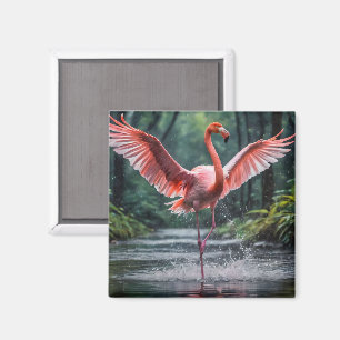 Aimant La grâce en vol : Le Flamant rose rose