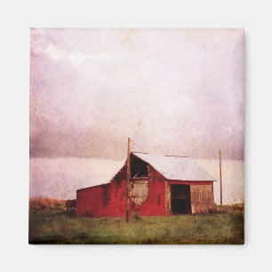 Aimant La grange rouge au coucher du soleil
