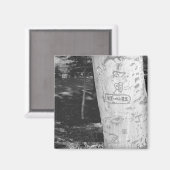 Aimant La gravure sur le tronc de bouleau B&W (Recto/Verso)