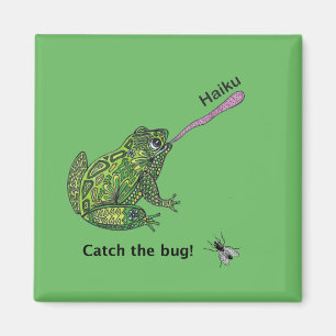 Aimant La grenouille attrape l'insecte de haiku !