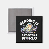 Aimant La lecture est des livres d'espace de chat drôle h (Recto/Verso)