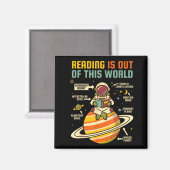 Aimant La lecture est hors de ce monde astronaute lisant (Recto/Verso)