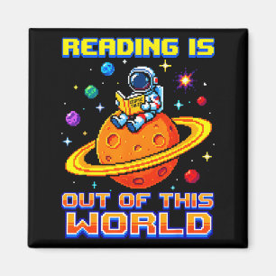 Aimant La lecture est hors de ce monde astronaute lisant