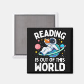 Aimant La lecture est hors de ce monde astronaute spatial (Recto/Verso)