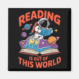 Aimant La lecture est hors de ce monde livre d'espace d'a