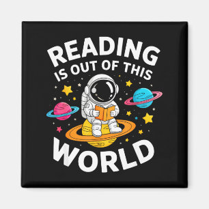 Aimant La lecture est hors de ce monde livre d'espace d'a