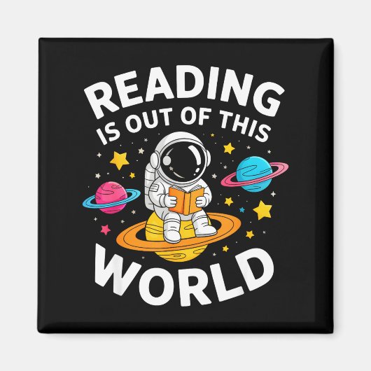Aimant La lecture est hors de ce monde livre d'espace d'a (Devant)