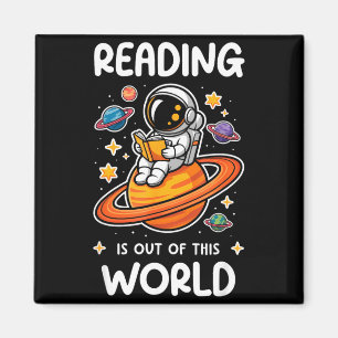 Aimant La lecture est hors de ce monde livre d'espace d'a