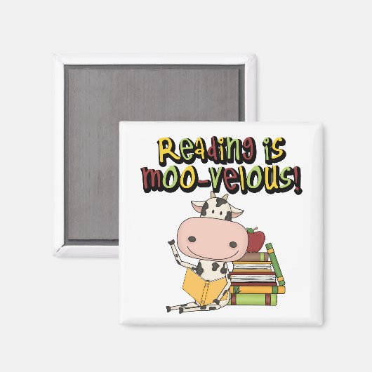 Aimant La lecture est MOO-velous (Recto/Verso)