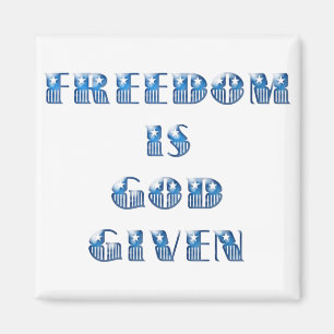 Aimant La liberté est donnée par Dieu, bleu