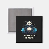 Aimant La Lutte Est Vraiment Drôle Gym Panda Workout Moti (Recto/Verso)