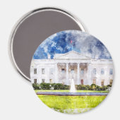 Aimant La Maison Blanche à Washington DC Aquarelle (Recto/Verso)