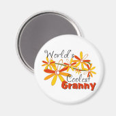 Aimant La mamie la plus froide du monde floral (Recto/Verso)