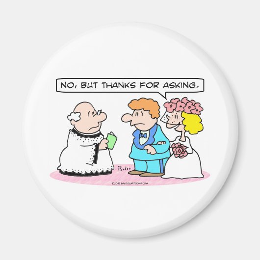 Aimant La mariée mariage dit "Non". (Devant)