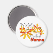 Aimant La Nonna la plus cool du monde floral (Recto/Verso)