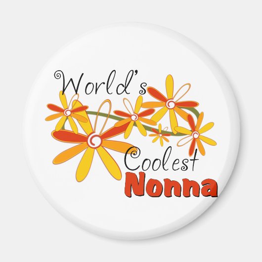 Aimant La Nonna la plus cool du monde floral (Devant)
