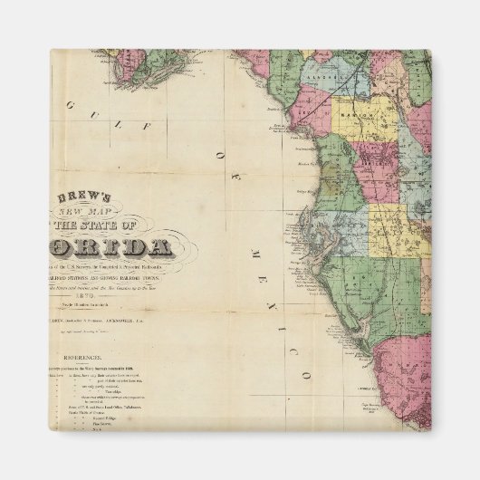 Aimant La nouvelle carte de Drew de l'état de Floride (Devant)