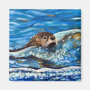 Aimant La Otter dans la peinture de la mer