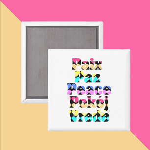 Aimant La paix dans de nombreuses langues Coeurs lumineux