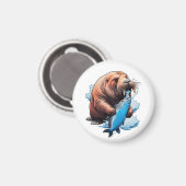 Aimant La Pêche Au Walrus Dans La Mer (Recto/Verso)