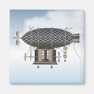Aimant La petite machine de vol Noir de Steampunk de