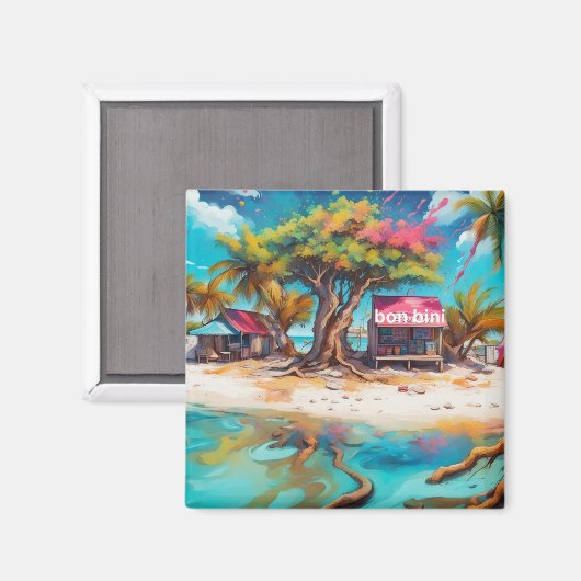 Aimant La plage de Bonaire (Recto/Verso)