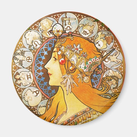 Aimant La Plume Zodiaque, Mucha (Devant)