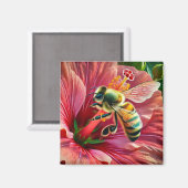 Aimant La pollinisation d'une fleur d'Hibiscus (Recto/Verso)