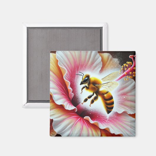 Aimant La pollinisation d'une fleur d'Hibiscus en fleurs (Recto/Verso)