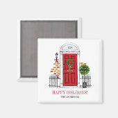 Aimant La porte de Noël des Fêtes Rouges (Recto/Verso)