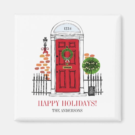 Aimant La porte de Noël des Fêtes Rouges (Devant)