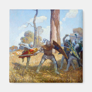 Aimant La pose de sir Lamorak, vers 1922 par N.C. Wyeth