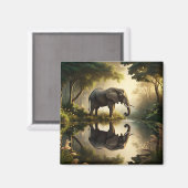 Aimant La réflexion d'un éléphant (Recto/Verso)