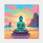 Aimant La réflexion sur le coucher de soleil de Bouddha (Devant)
