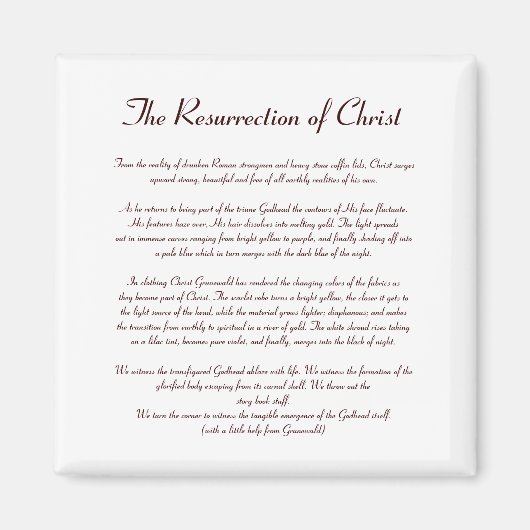 Aimant La Résurrection de l'aimant du Christ - Texte (Devant)