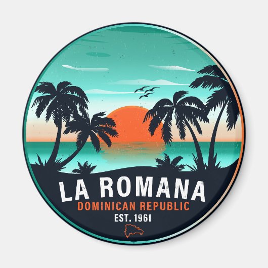 Aimant La Romana République Dominicaine Retro Sunset Souv (Devant)