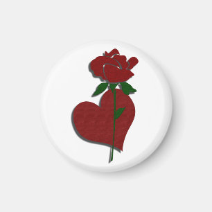 Aimant La Rose rouge et l'amour du coeur