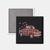 Aimant La Saint-Valentin Camion Drôle Buffalo Plaid Léopa (Recto/Verso)
