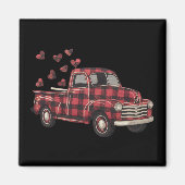 Aimant La Saint-Valentin Camion Drôle Buffalo Plaid Léopa (Devant)