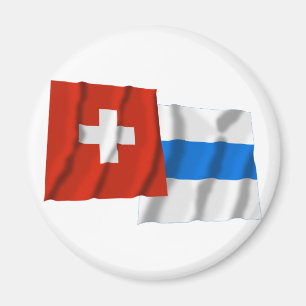 Aimant La Suisse et les drapeaux de ondulation de Zug