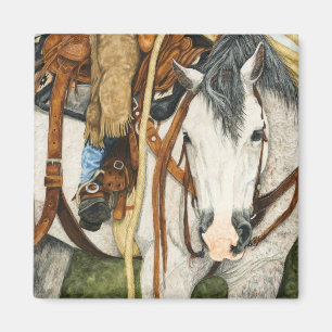 Aimant La tendre moitié - cheval et cavalier occidentaux