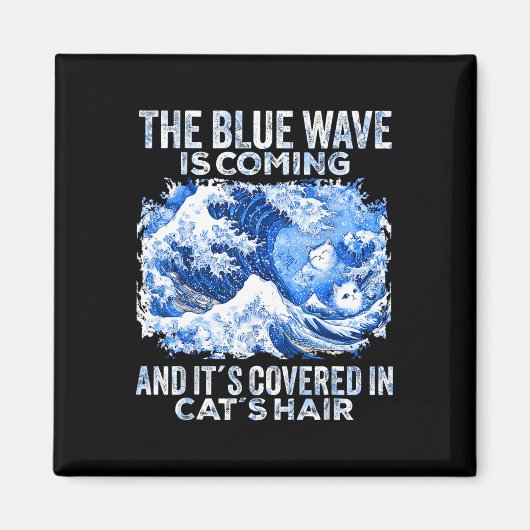 Aimant La Vague Bleue Vient Couverte De Cheveux De Chat D (Devant)