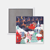 Aimant La veille de Noël Village Nordique (Recto/Verso)