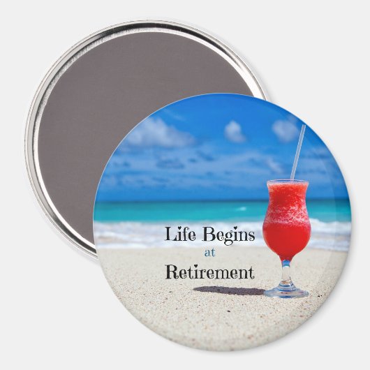 Aimant La vie commence à la retraite (Recto/Verso)