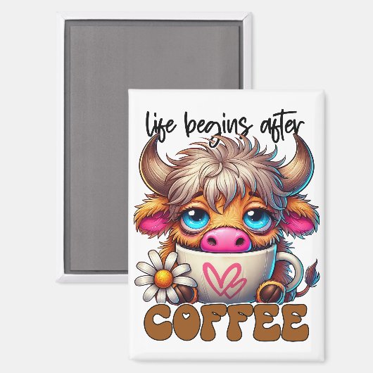 Aimant La vie commence après le café  (Recto/Verso)