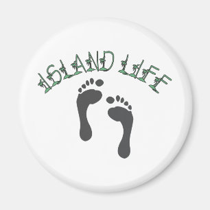 Aimant La vie d'île - tropicale nu-pieds sur la plage