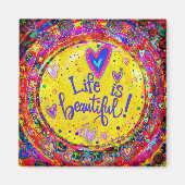 Aimant La vie est belle Whimsical Yellow Inspirivity (Devant)