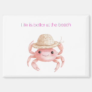 Aimant La vie est meilleure au crabe de la plage
