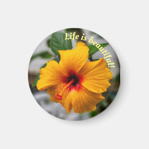 Aimant La vie est un bel hibiscus jaune